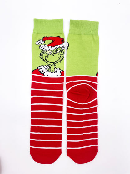 Calzini il Grinch a strisce versione Babbo Natale, cartone animato film unisex